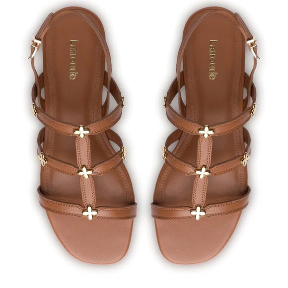 ~LARROUDE~ BRAND NEW~ Harmony Flatform Sandals~ Caramel Leather - Picture 3 of 3